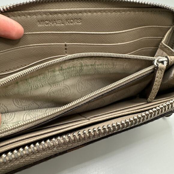 MICHAEL KORS Taupe Zip Around Wallet - Picture 7 of 10